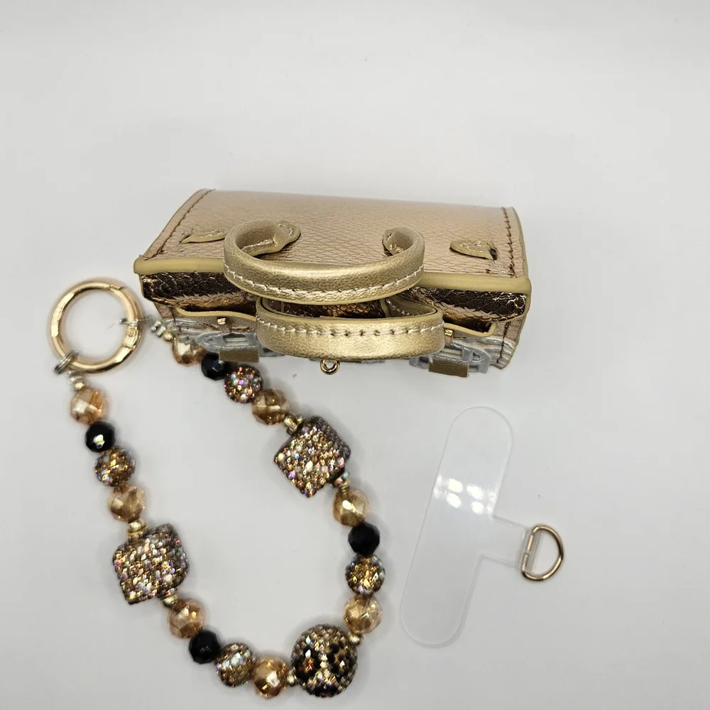 Chic Gold and Silver Mini Bag With Phone Chain Wristlet - Picture 2 of 6